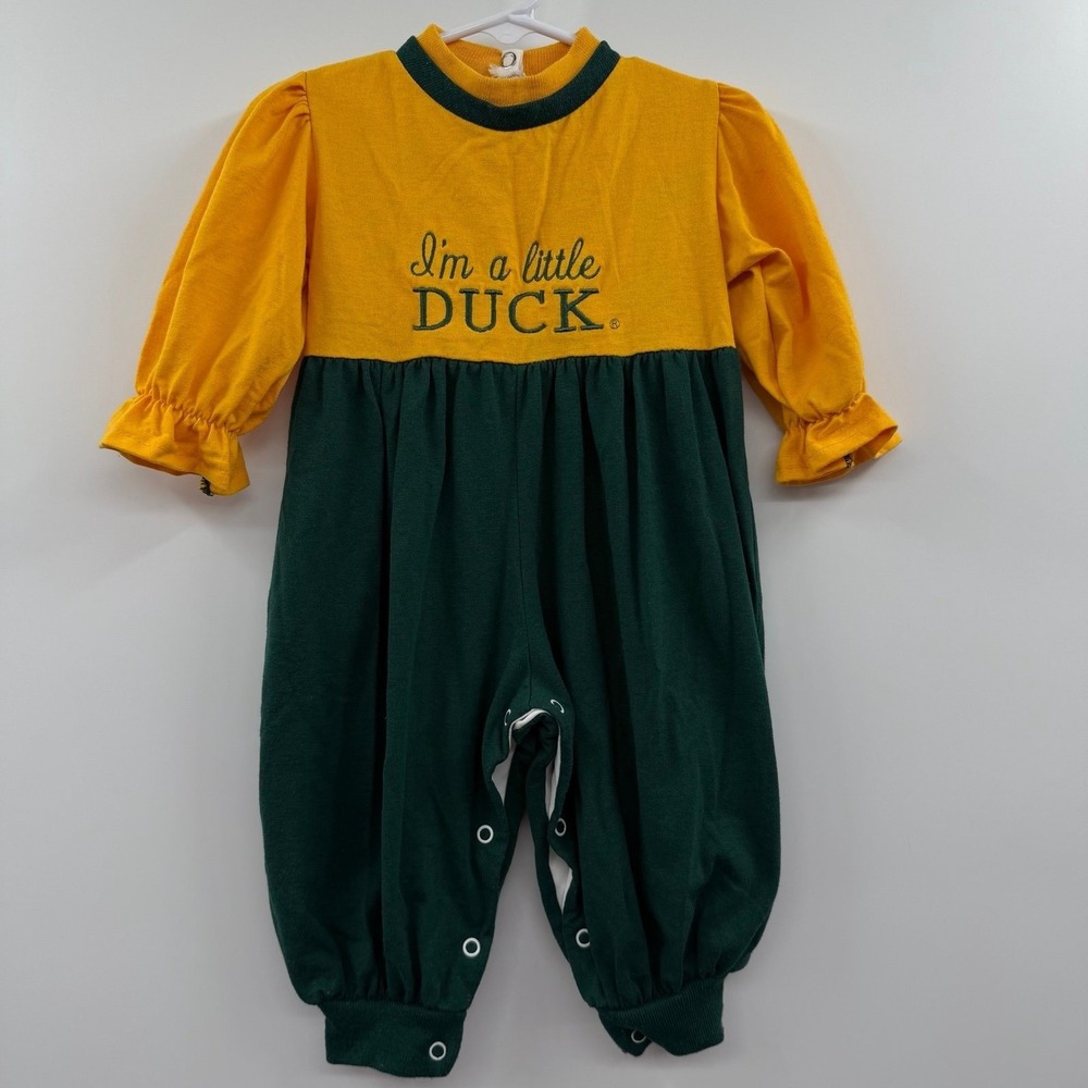 Vintage 80s Little King University of Oregon Ducks Baby Romper I'm a Little Duck